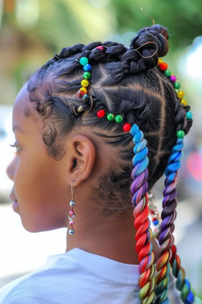 27 Cutest Toddler Beaded Hairstyles for Kids 24 22. Cotton Candy Beaded Twists
