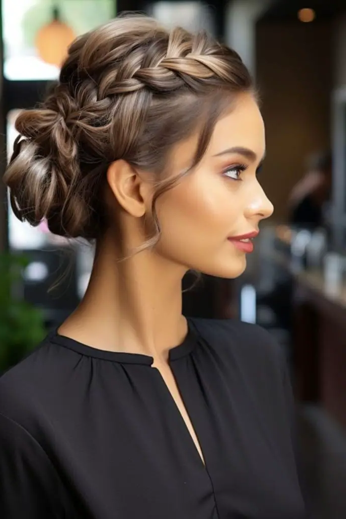 29 New Braided Hairstyles 24 22. French Braid Updo