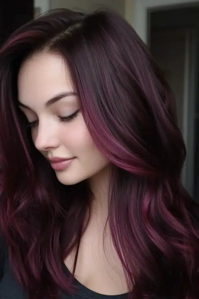 29 Dark Cherry Coke Hair Color Ideas 24 22. Noir Mulberry Veil