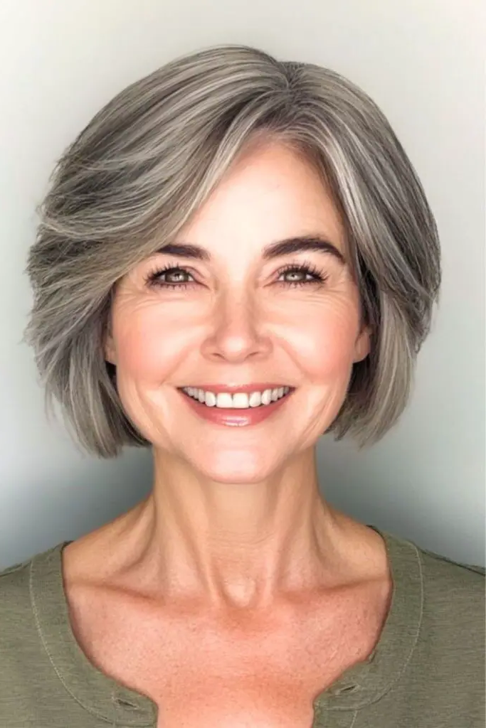 29 Best Bobs for Thin Hair Older Women Ideas 24 22. Side-Swept Bob