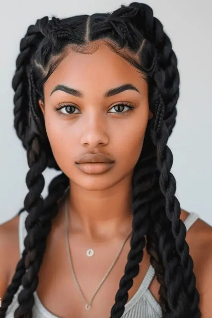 29 Big Twist Braids Hairstyles 24 22. Twisted Vixen Style