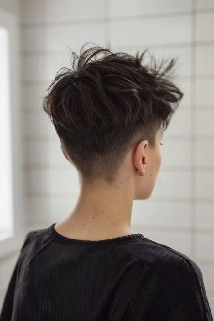 27 Gorgeous Short Hair Back View Styles 24 22. Undercut with Slicked-Back Top