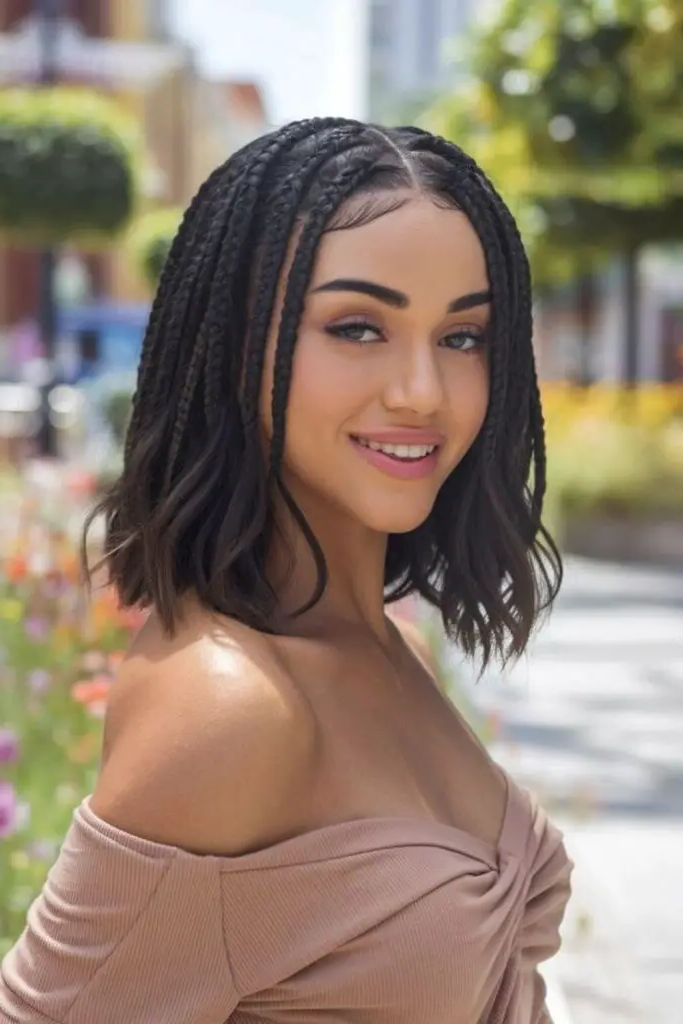 29 Gorgeous Micro Braids Hairstyles 24 22. Wavy Micro Braids Lob