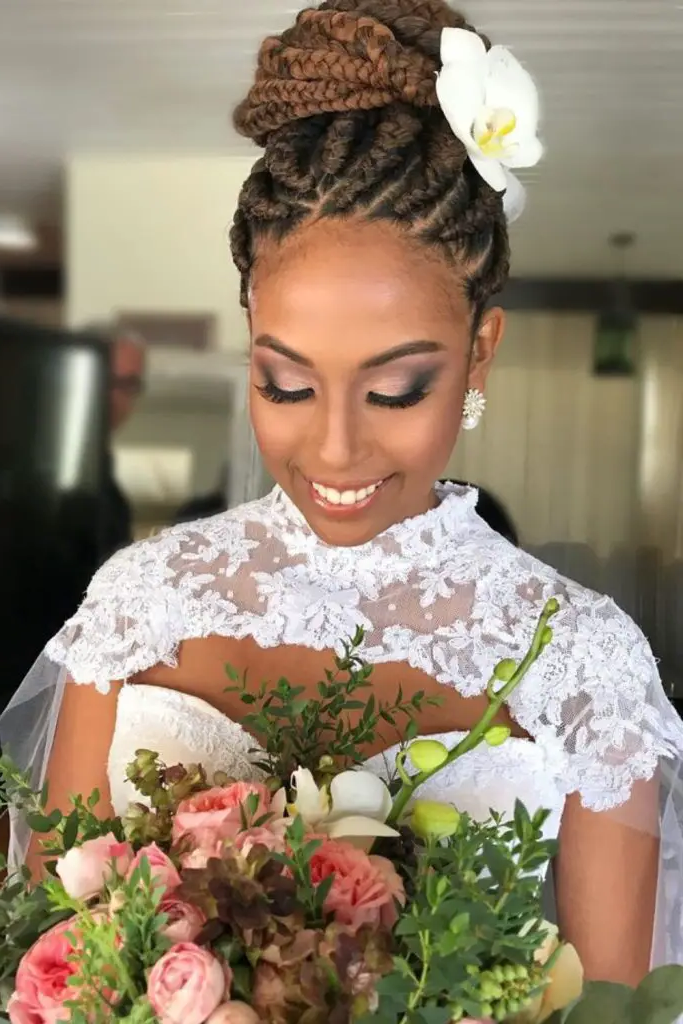 28 Stunning Bridal Locs Hairstyles 25 23. Crowned Loc Twist Bun