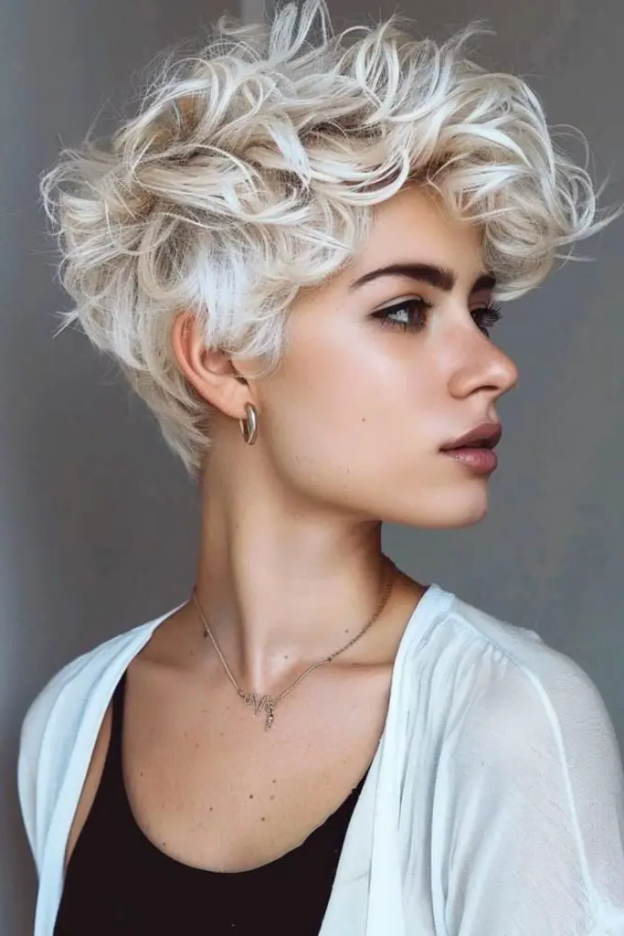 28 Stunning Curly Pixie Hairstyles 25 23. Frosted Wave Pixie