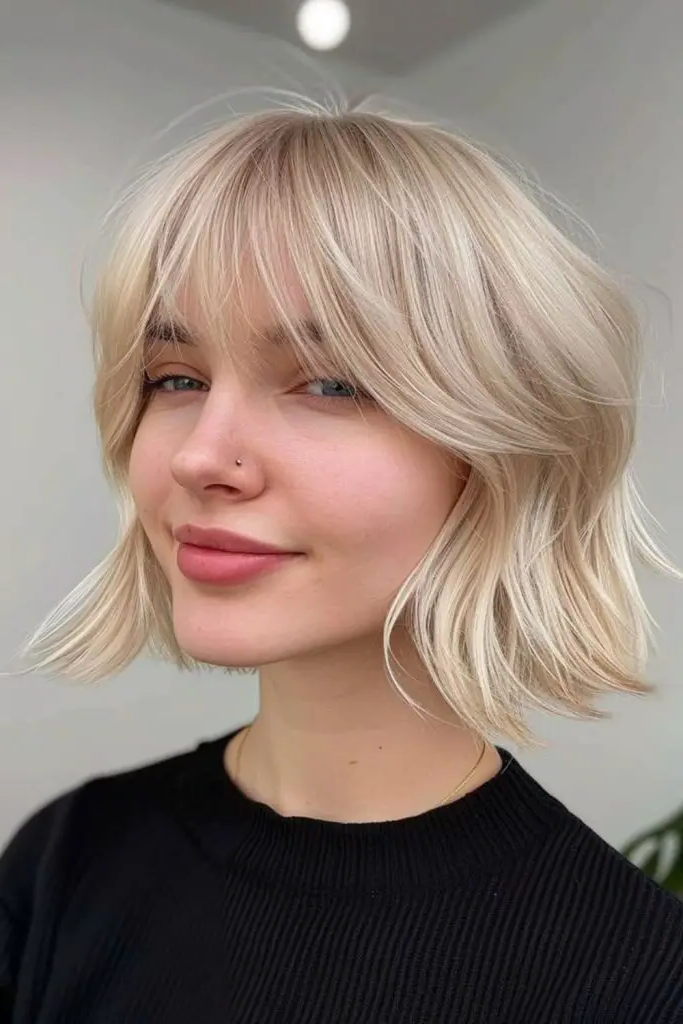 27 Blonde Bob with Fringe Hairstyles 25 23. Marshmallow Halo Bob