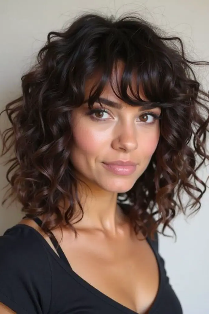 27 Gorgeous 2025 Haircuts for Women 25 23. Romantic Curly Fringe
