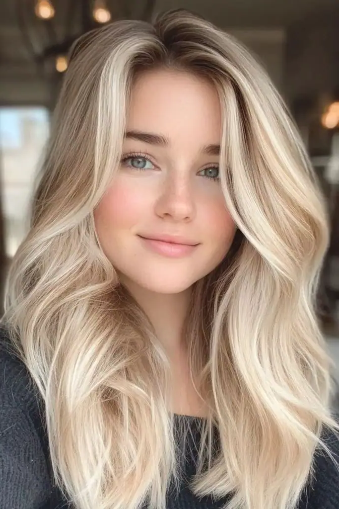 27 Super-Cute Blonde Medium Length Hair Ideas 25 23. Soft-Edged Platinum Waves