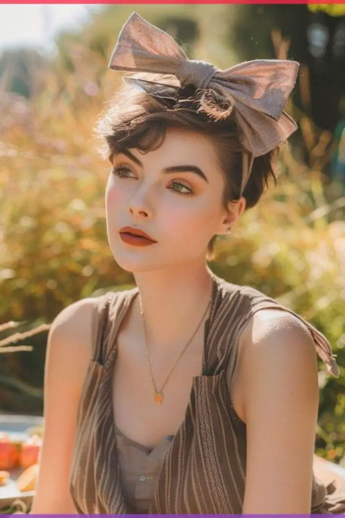 28 Cute Hairstyles with a Bow 25 23. Spiky Pixie with a Bow Accent