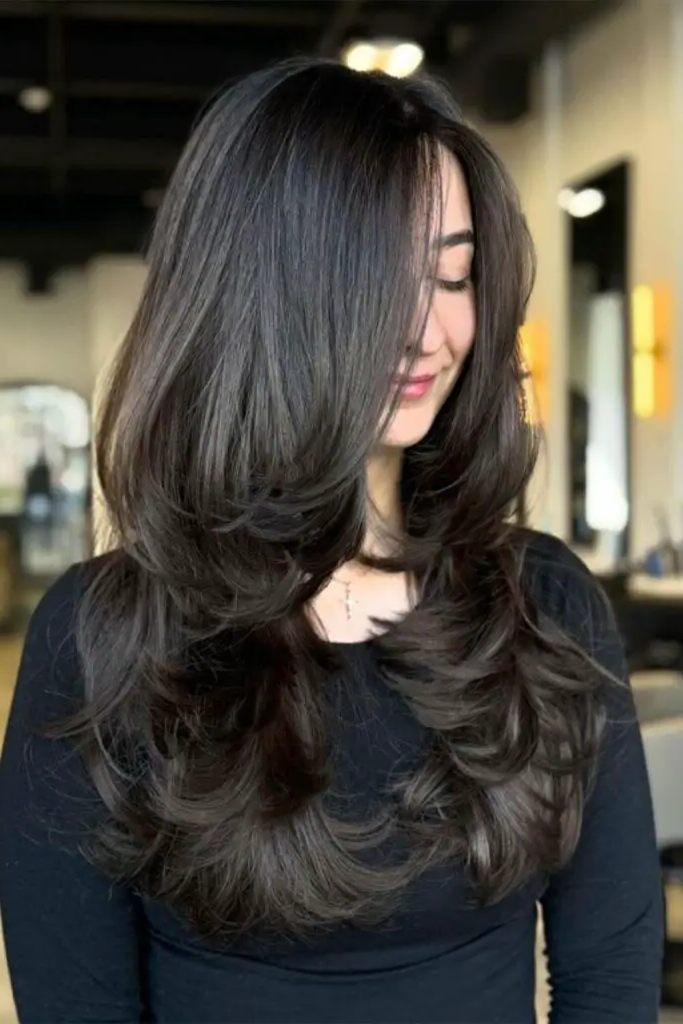 27 Long Layered Haircuts with Face Framing 24 23. Velvet Mirage Layers