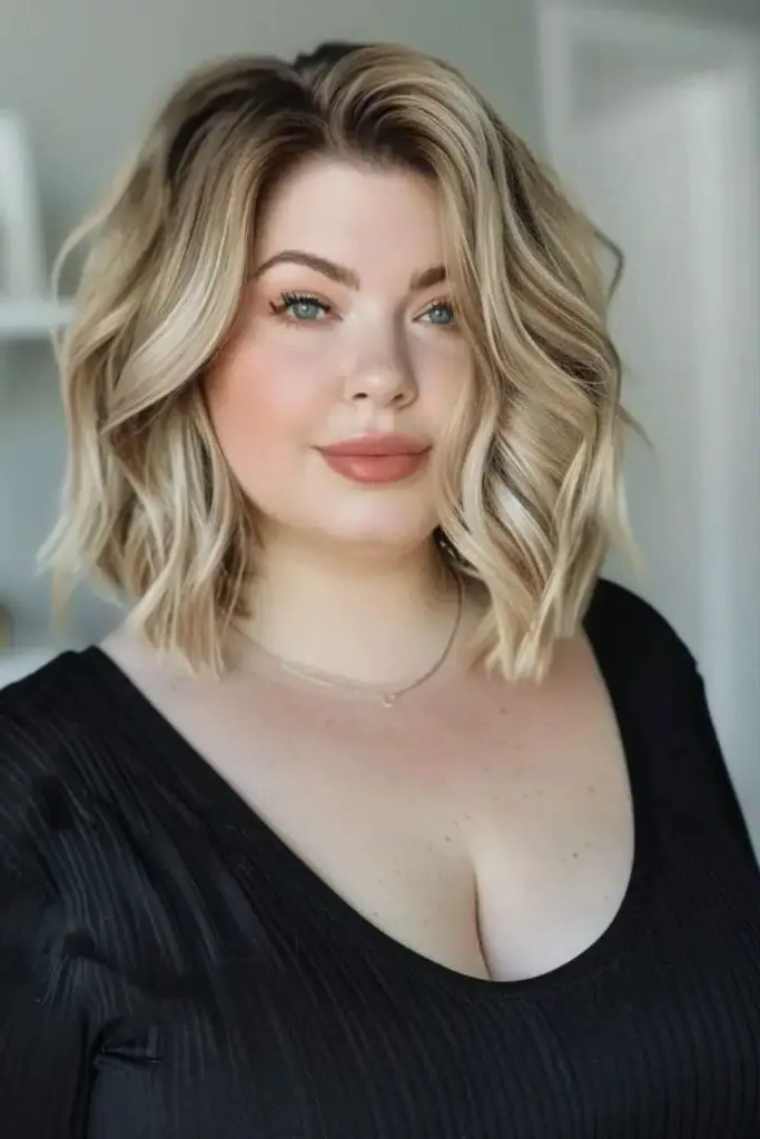 27 Gorgeous Haircuts for Round Chubby Faces 26 24. Blunt Shag with Side Part