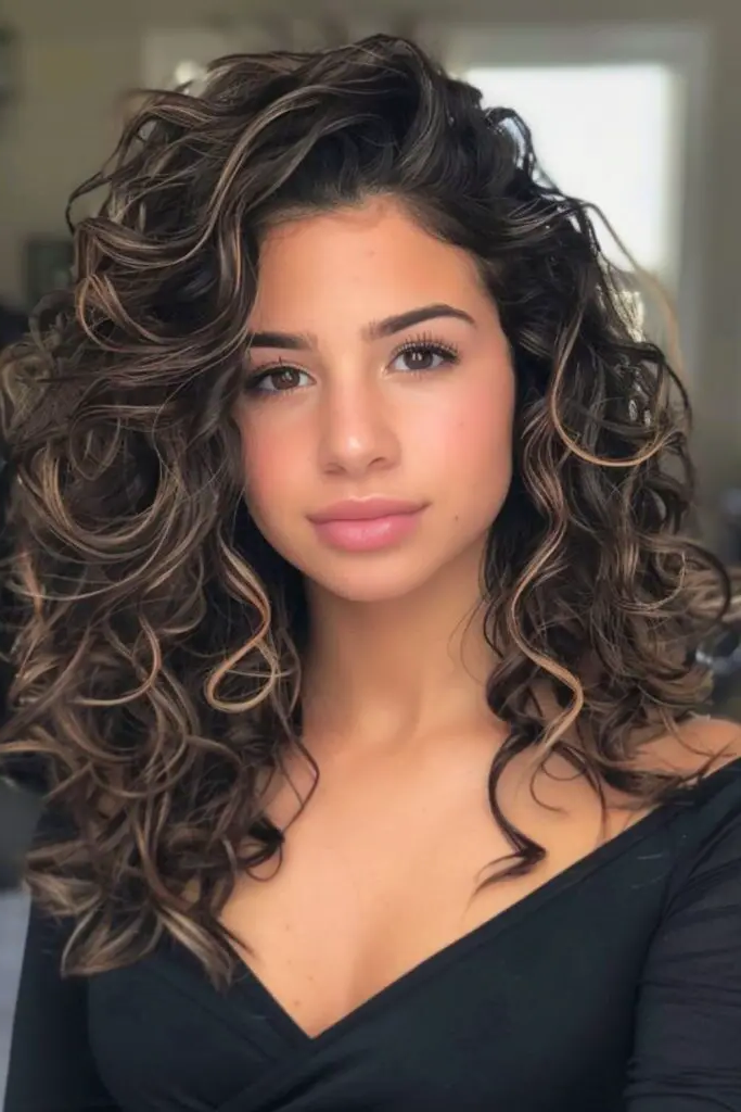 28 Stunning Medium Curly Haircuts 24 24. Dusk Kissed Spiral Elegance