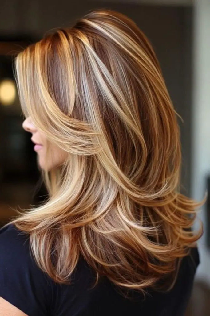 28 Best Feathered Layered Hairstyles 26 24. Feathered Layers with Full Fringe: Bold and Intense