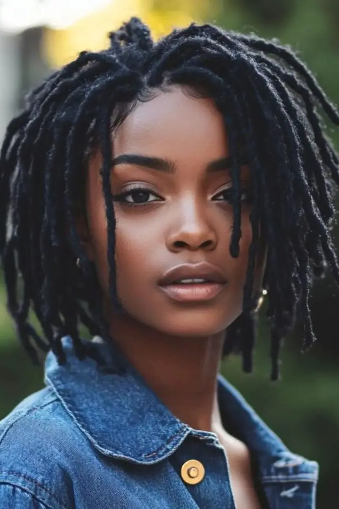 28 Best Dreads Short Hair Styles 26 24. Feathered Loc Flow