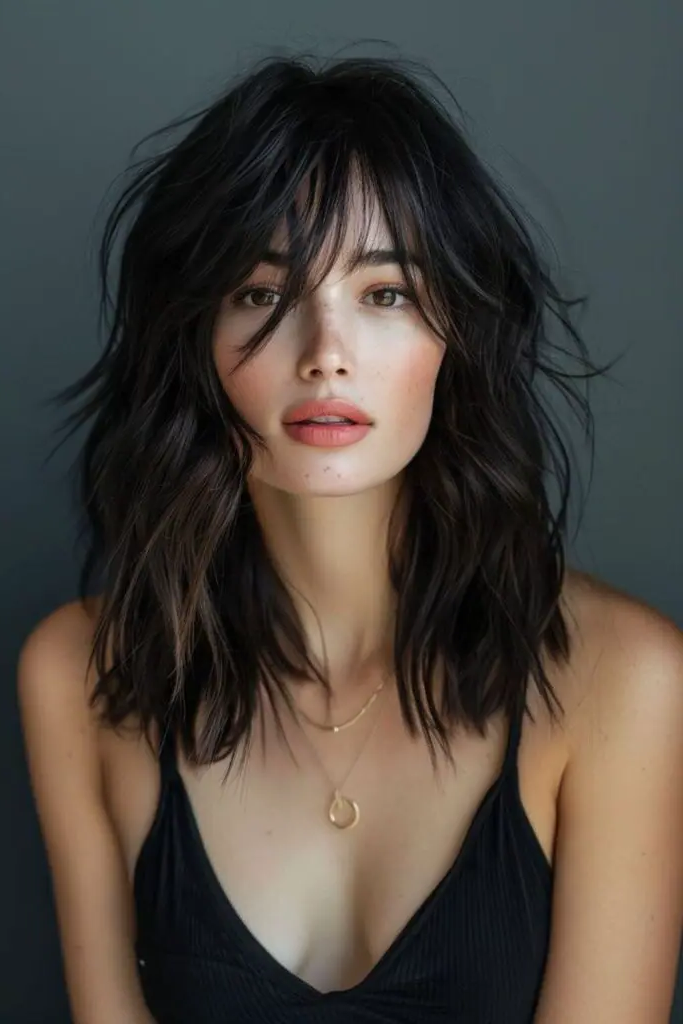 29 Stunning Butterfly Bangs Hairstyles 26 24. Fringed Butterfly Bangs: Edgy and Intricate