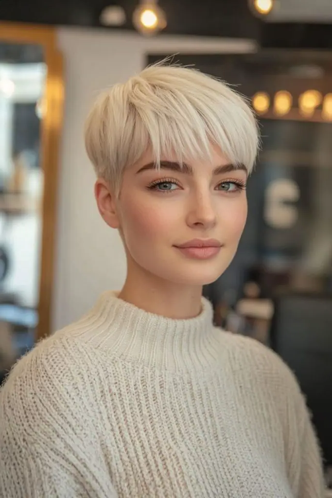28 Super Short Pixie Cuts Inspirations 26 24. Ice Blonde Pixie Fade