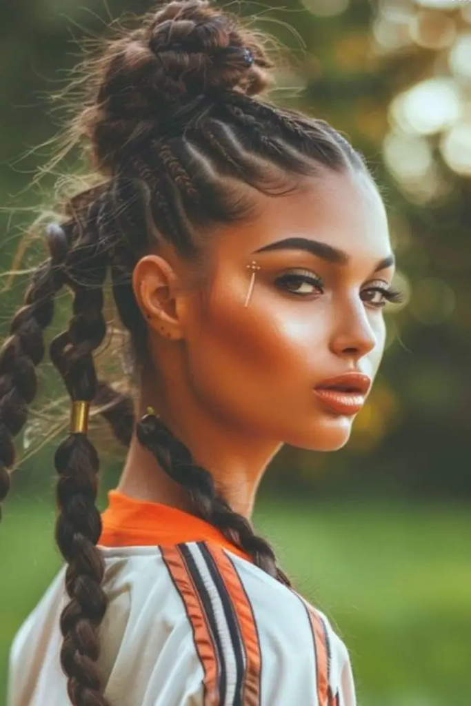 28 Elegant Softball Hairstyles 25 24. Pinwheel Bun with Strength