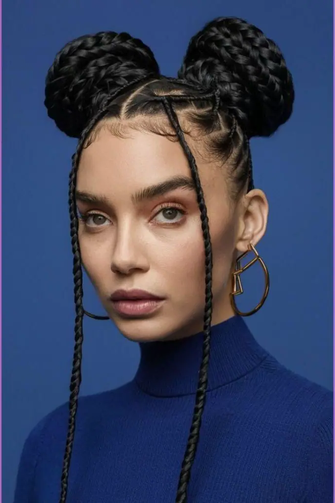29 Gorgeous Micro Braids Hairstyles 26 24. Space Bun Micro Braids