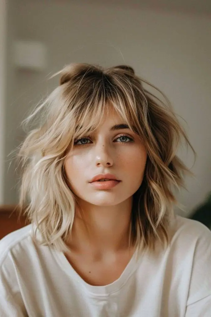 29 Best Haircuts for Thin Fine Hair 26 24. Textured Shag with Curtain Bangs
