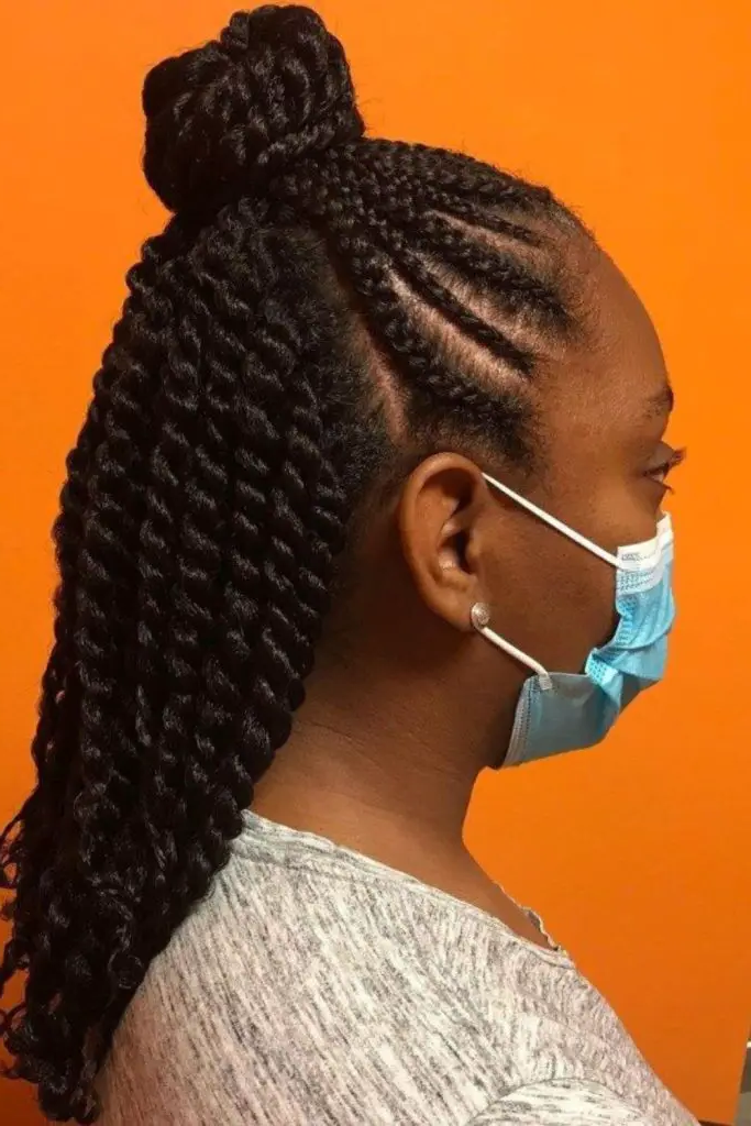 29 Big Twist Braids Hairstyles 26 24. Twisted Half-Up Crown