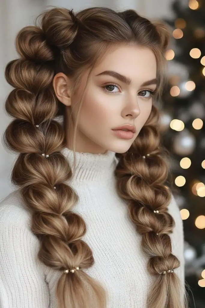 27 Best Winter Hair Braid Ideas 26 25. Arctic Bubble Braid