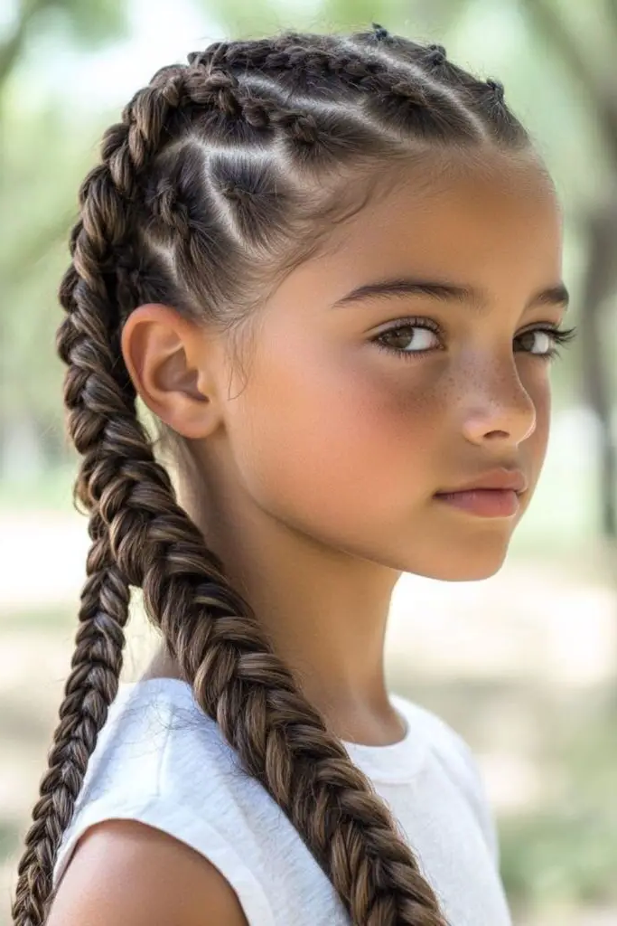 28 Trendy Kids Cornrow Hairstyles 27 25. Braid-Over Cornrows: A Twist of Tradition