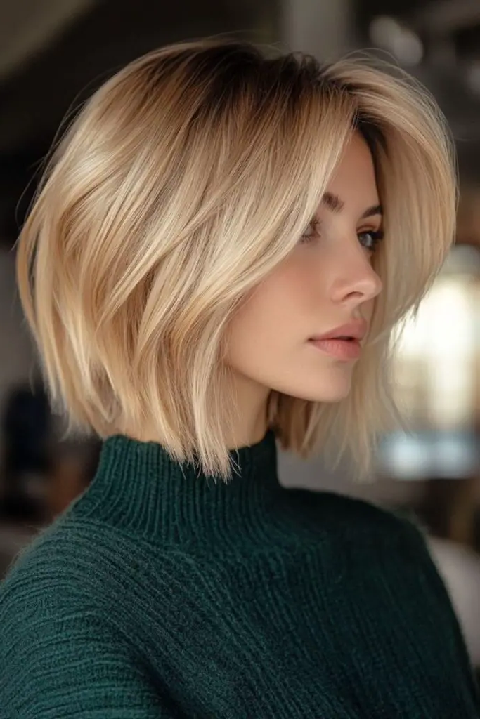 27 Blonde Bob with Fringe Hairstyles 27 25. Celestial Veil Bob