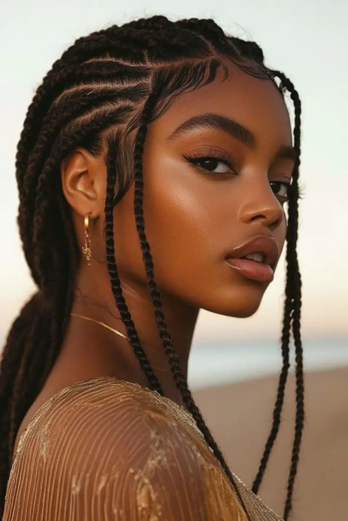 27 Best Big Cornrows Hairstyles 27 25. Curved Wave Rows