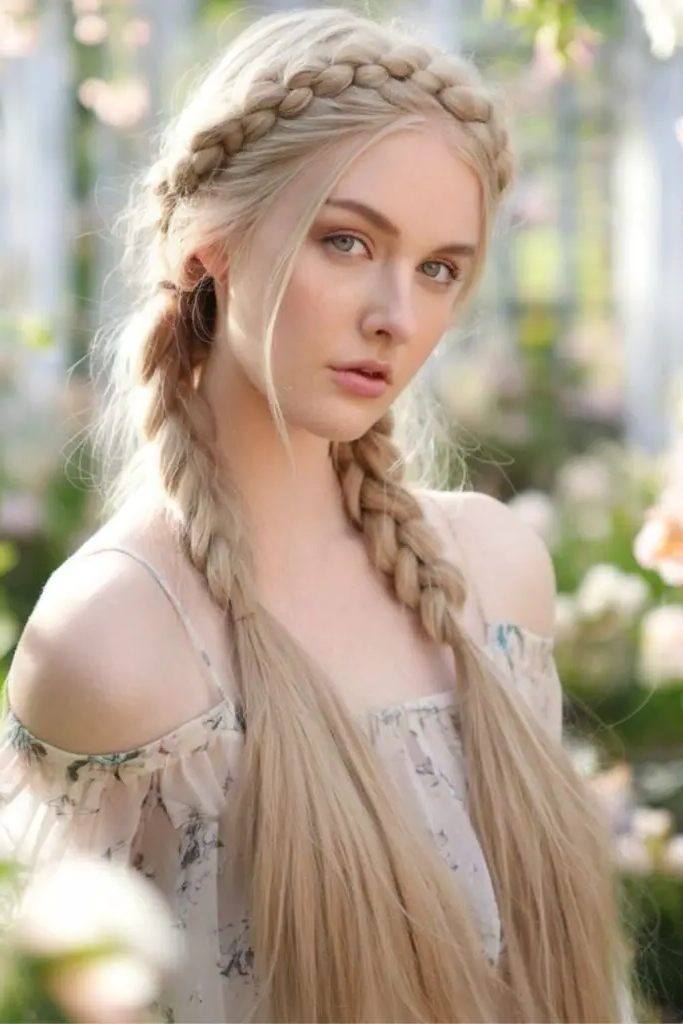 27 Simple Hairstyles for Long Hair 27 25. Elegant Twisted Halo Crown