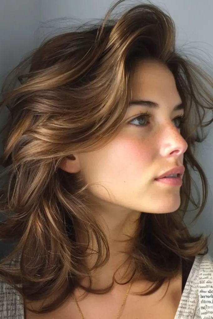 28 Best Feathered Layered Hairstyles 27 25. Feathered Wavy Lob: Beachy & Effortless