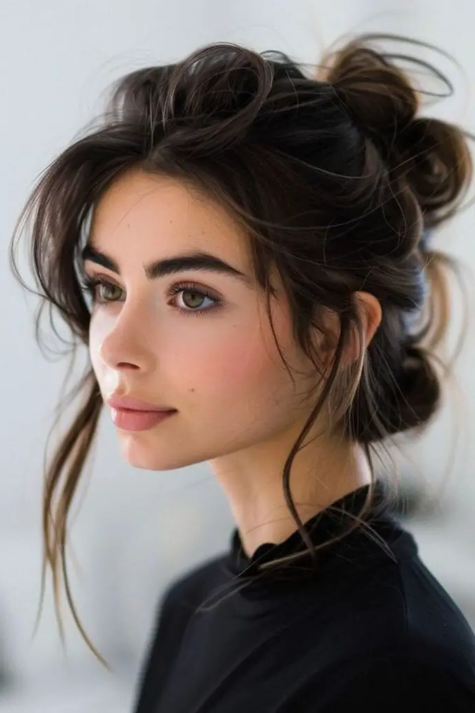 27 Cute Medium Length Haircuts 27 25. Messy Bun Majesty