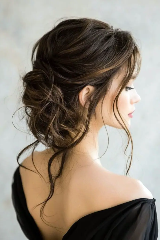 27 Easy Latina Hairstyles 27 25. Messy Low Bun with Loose Curls
