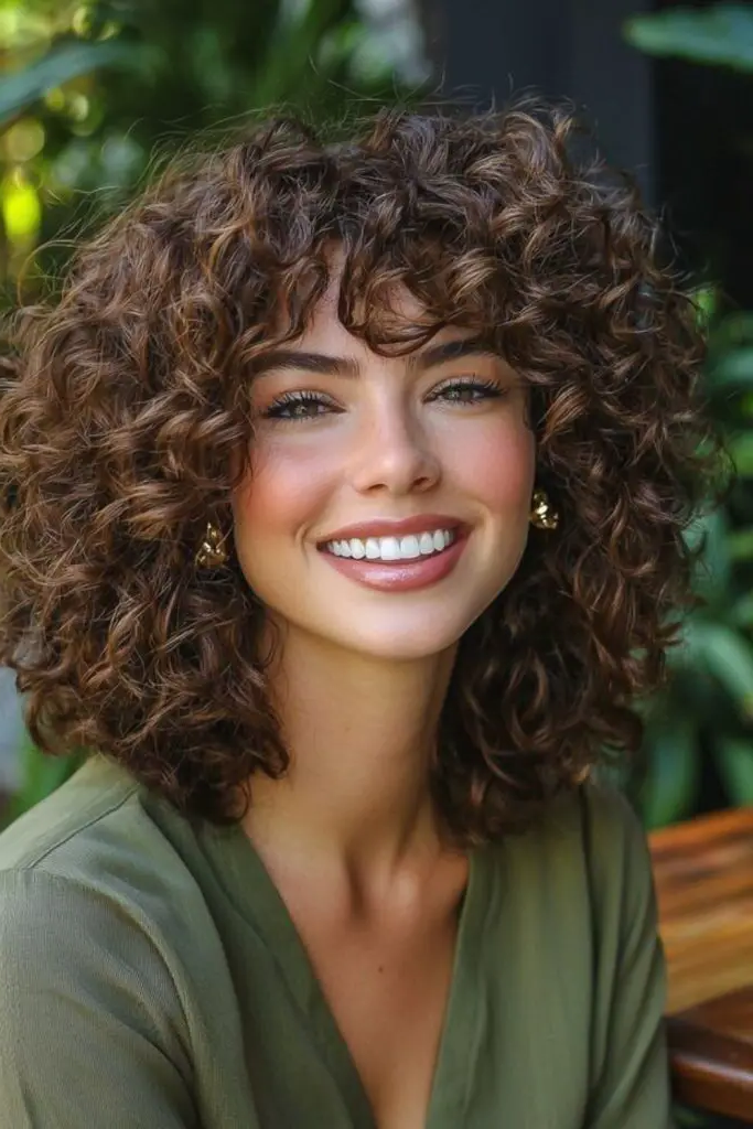 28 Stunning Medium Curly Haircuts 25 25. Saffron Sunbeam Bounce