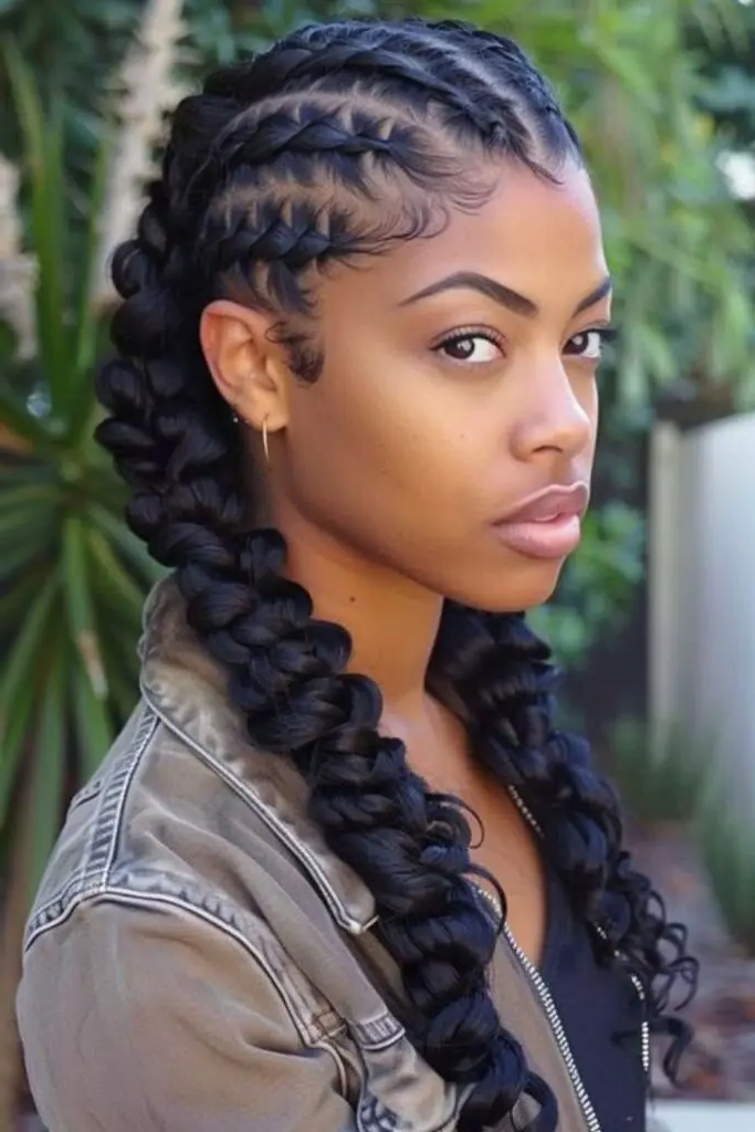 29 Big Twist Braids Hairstyles 27 25. Twisted Lace Braid