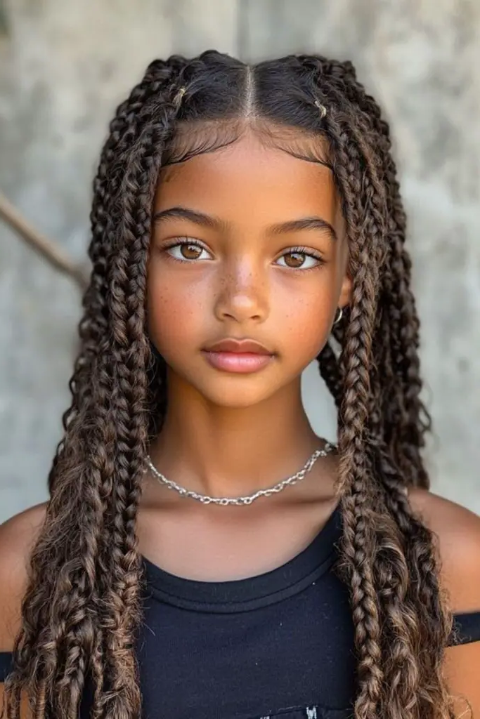 28 Trendy Kids Cornrow Hairstyles 28 26. Afro-Cornrow Hybrid: Bold and Beautiful