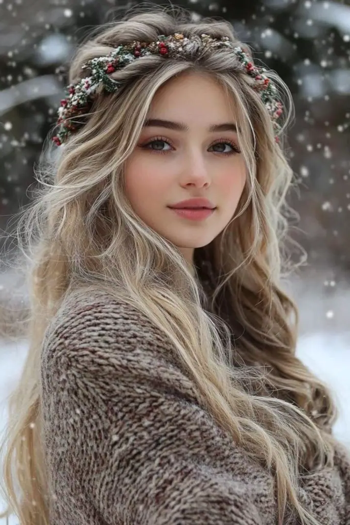 27 Best Winter Hair Braid Ideas 27 26. Frozen Cascade Half-Up