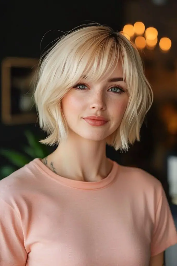 27 Blonde Bob with Fringe Hairstyles 28 26. Lush Linen Bob