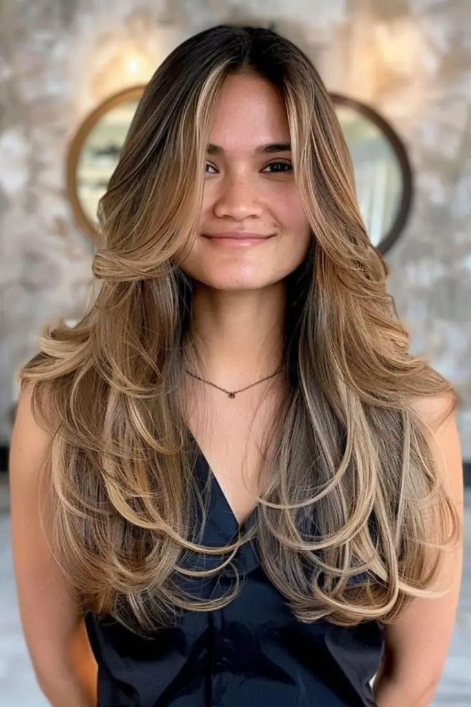 27 Long Layered Haircuts with Face Framing 27 26. Oceanic Tempest Tresses