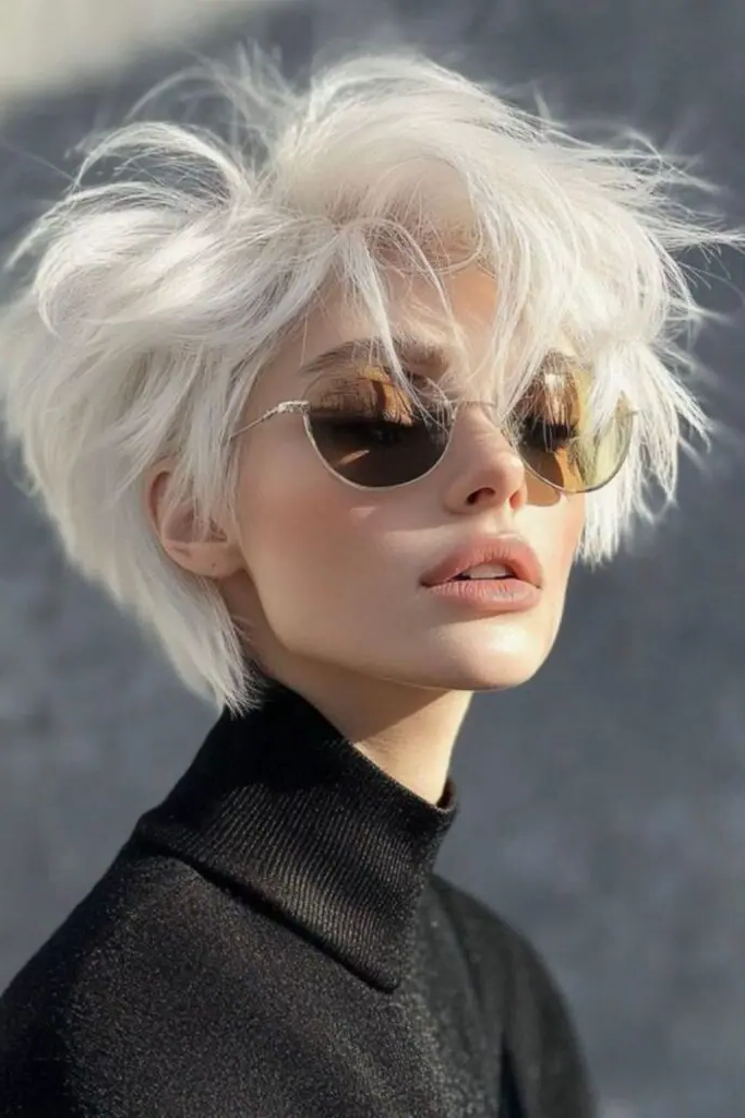26. Ragged White-Blonde Bob