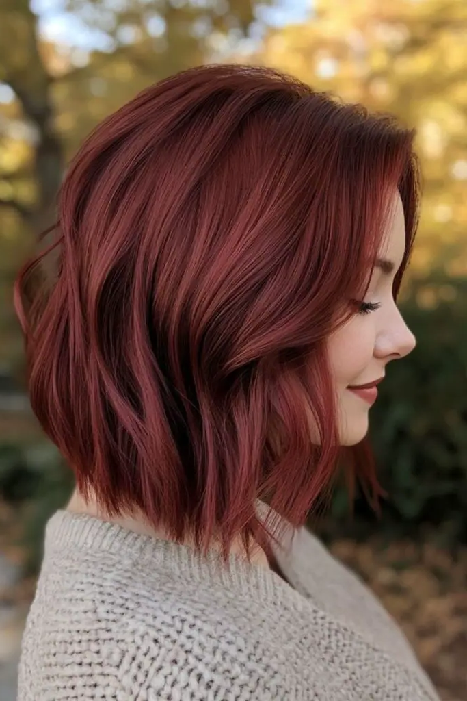 27 Great Medium Length Wavy Hairstyles 27 26. Ruby Flare Tresses