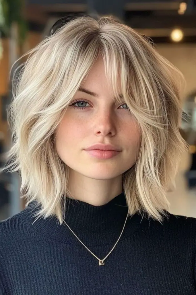 29 Messy Blonde Bob Ideas 28 26. Shadow-Rooted Blonde Riot