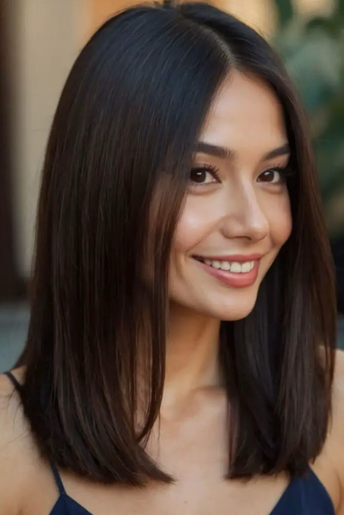 27 Cute Medium Length Haircuts 28 26. Shiny Straight Sleekness