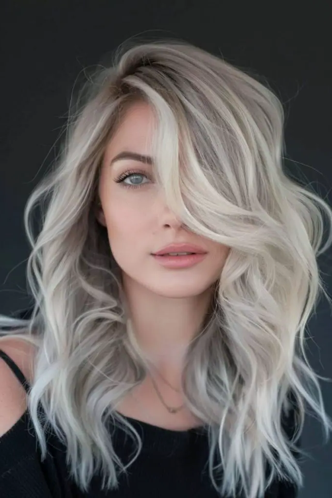 29 Grey Blonde Hair Ashy Highlights 28 26. Starlit Pewter Weave
