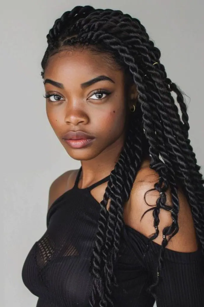 29 Big Twist Braids Hairstyles 28 26. Twisted Layered Curls