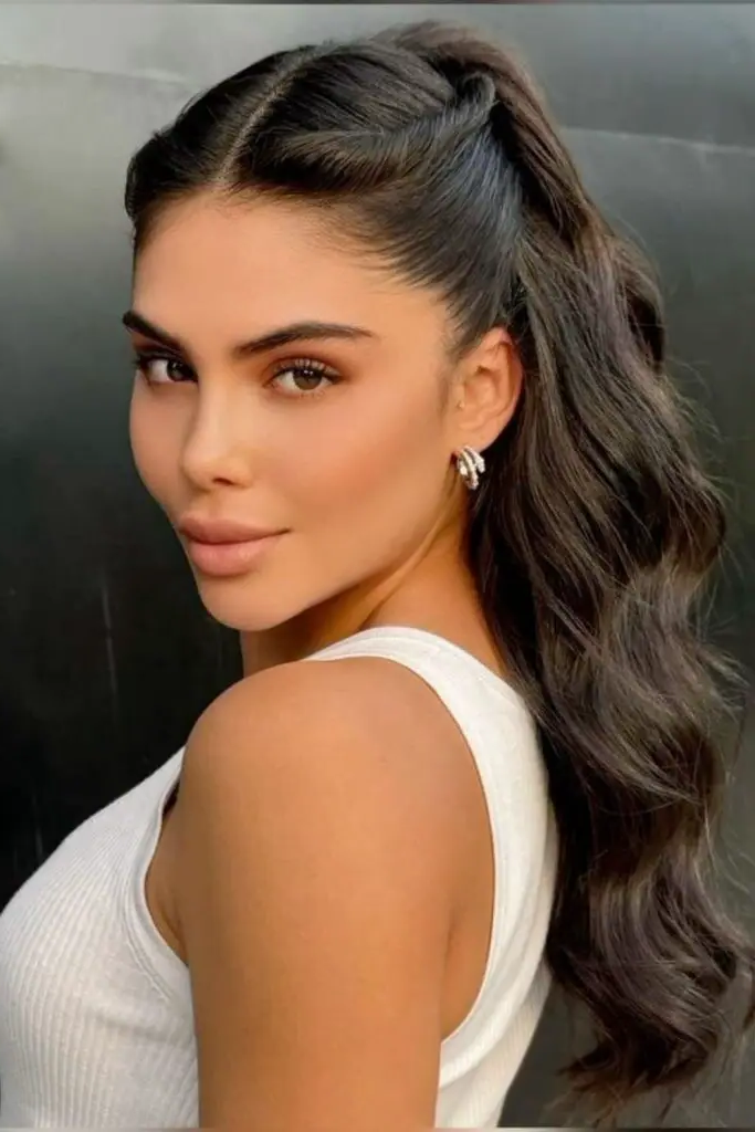 29 Cute Slick Hairstyles 28 26. Twisted Slick Half-Up