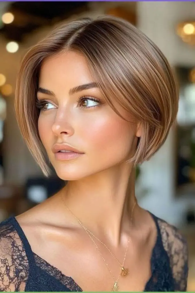 29 Short Bob for Thin Hair Ideas 28 26. Ultra-Short Jawline Bob Accent