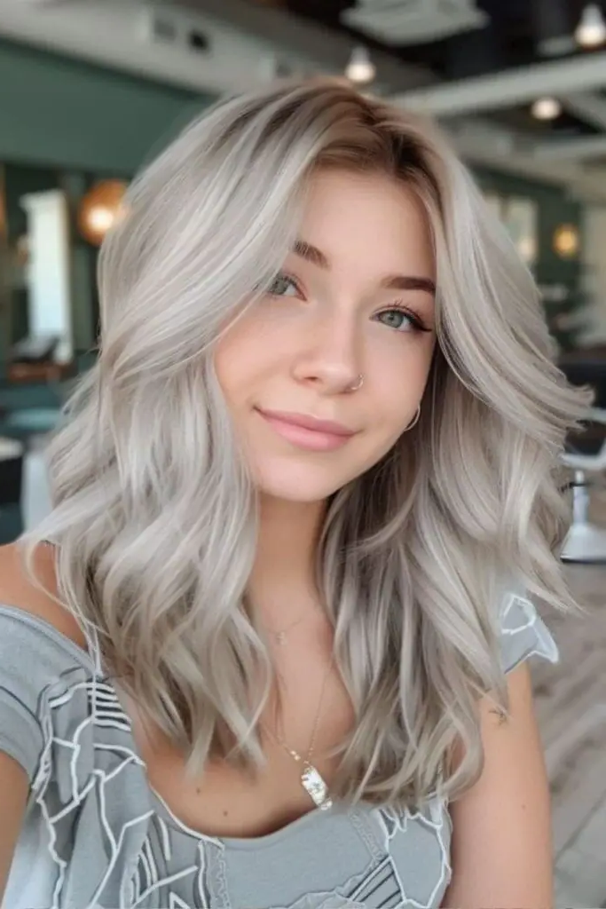 29 Grey Blonde Hair Ashy Highlights 29 27. Ash-Dipped Dune Waves