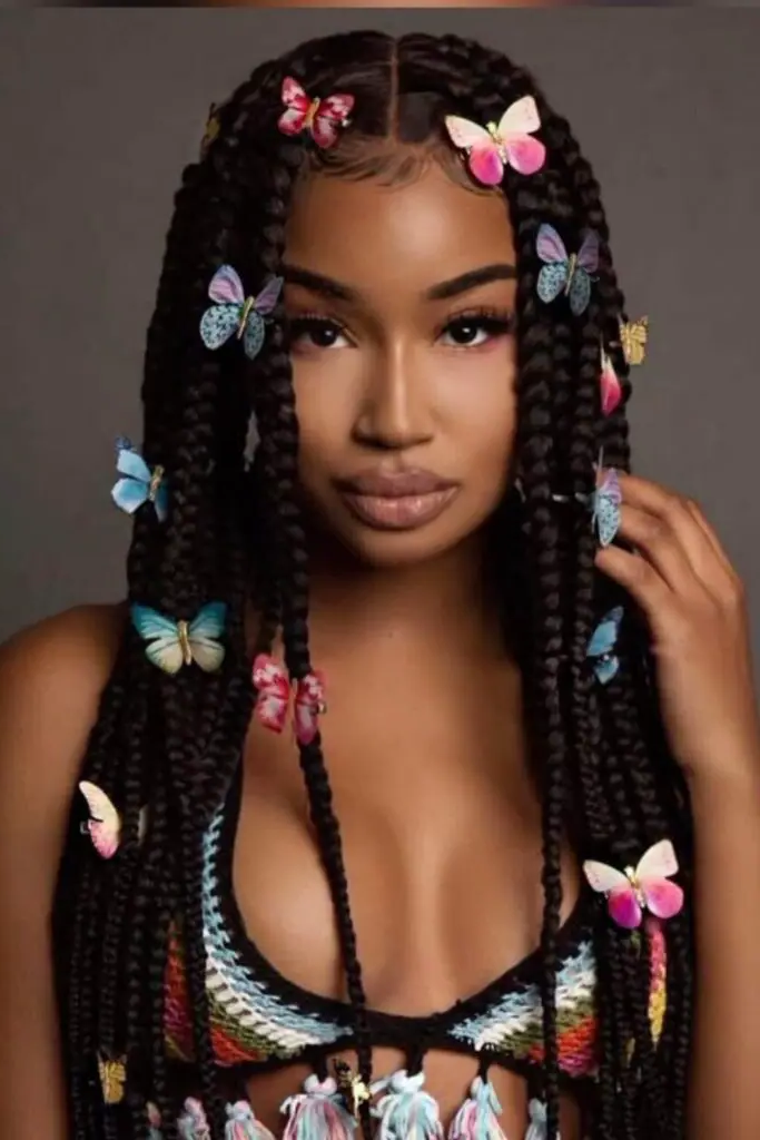 29 Gorgeous Micro Braids Hairstyles 29 27. Butterfly Clip Micro Braids