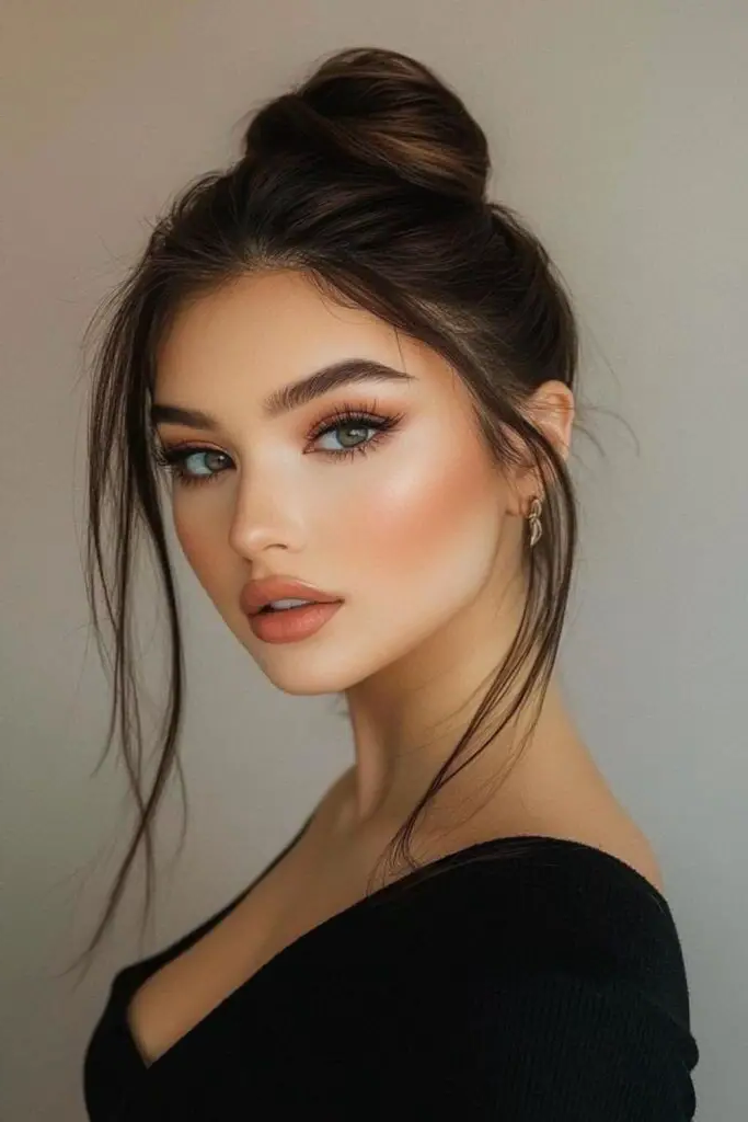 28 Best Hair for Round Face Shape Ideas 29 27. Pinned Back Sophistication