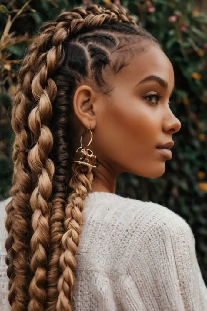 29 Big Twist Braids Hairstyles 29 27. Twisted Braided Halo